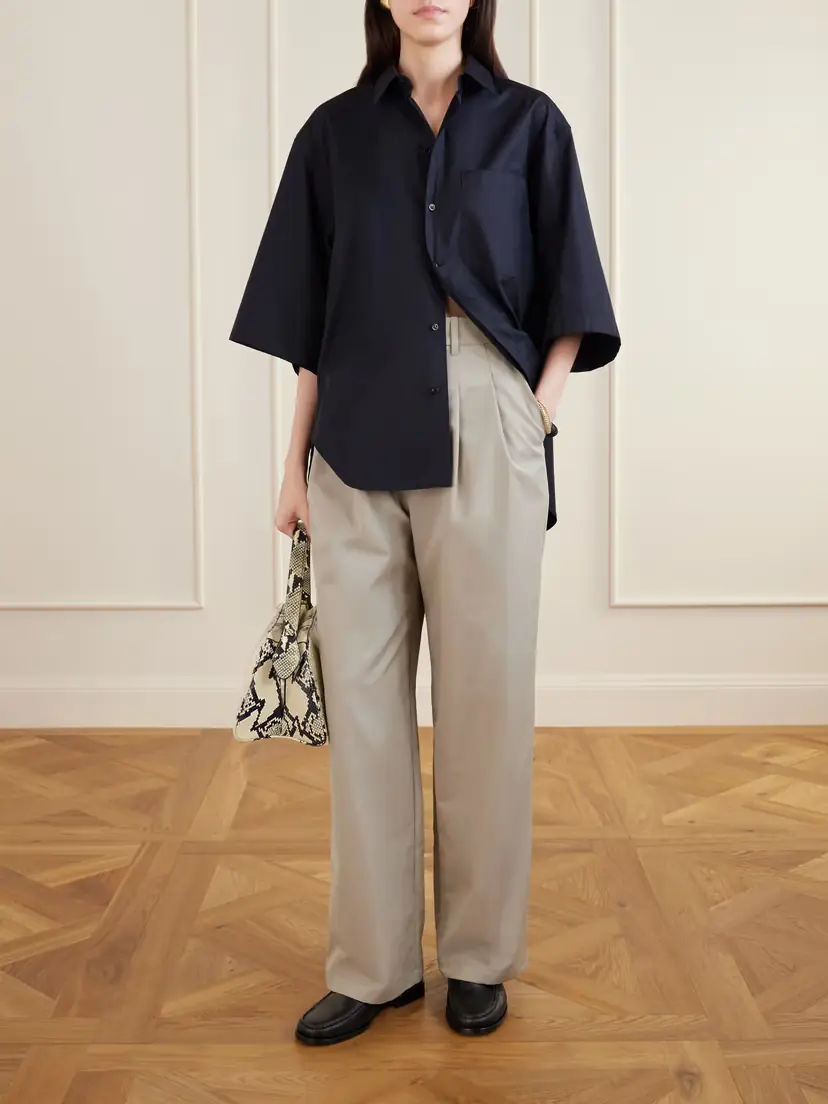 Wardrobe.NYC Pleated Cotton-blend Wide-leg Pants | Thumbnail 2 Wardrobe.NYC Pleated Cotton-blend Wide-leg Pants | Thumbnail 2