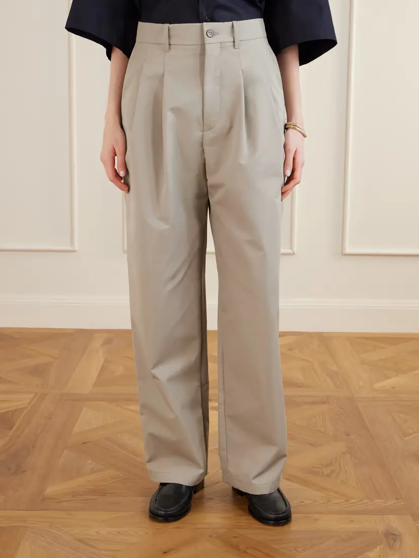 Wardrobe.NYC Pleated Cotton-blend Wide-leg Pants | Thumbnail 3 Wardrobe.NYC Pleated Cotton-blend Wide-leg Pants | Thumbnail 3