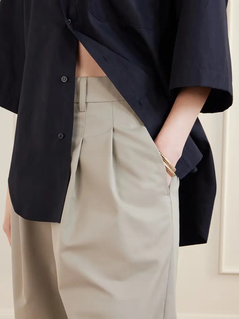 Wardrobe.NYC Pleated Cotton-blend Wide-leg Pants | Thumbnail 5 Wardrobe.NYC Pleated Cotton-blend Wide-leg Pants | Thumbnail 5