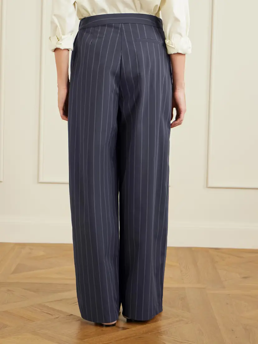 St. Agni Pleated Pinstriped Cotton-blend Wide-leg Pants | Thumbnail 4