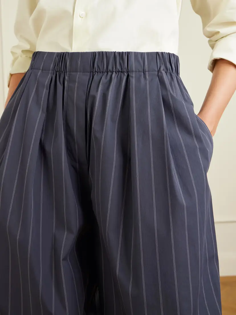 St. Agni Pleated Pinstriped Cotton-blend Wide-leg Pants | Thumbnail 5