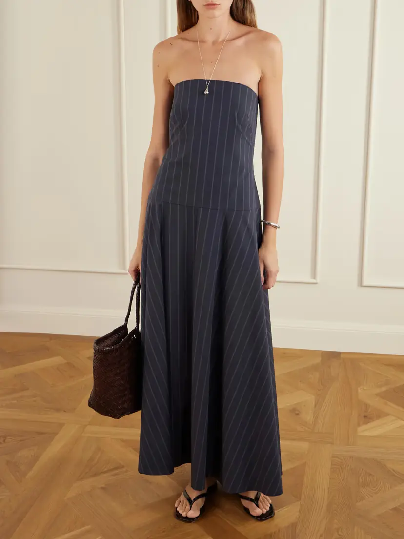 St. Agni Strapless Open-back Striped Cotton-blend Maxi Dress | Thumbnail 2 St. Agni Strapless Open-back Striped Cotton-blend Maxi Dress | Thumbnail 2