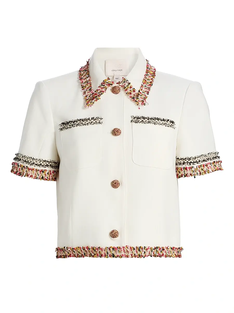Cinq à Sept Women's Lia Fringe-Trim Tailored Jacket - Multi | Image 1 Cinq à Sept Women's Lia Fringe-Trim Tailored Jacket - Multi | Image 1