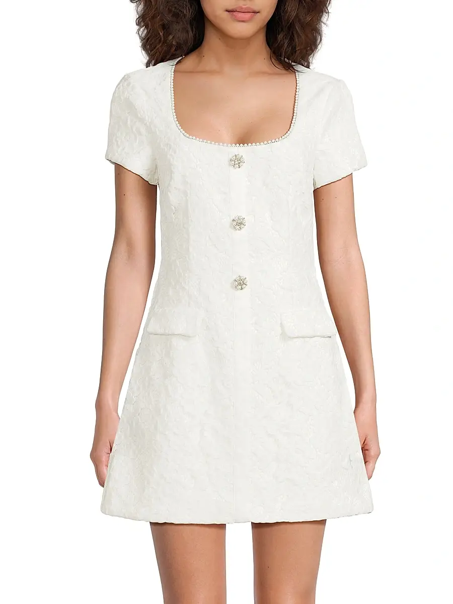 Likely Women's Drop 12 Sergio Imitation Pearl & Crystal-Embellished Jacquard Lace Minidress | Thumbnail 3 Likely Women's Drop 12 Sergio Imitation Pearl & Crystal-Embellished Jacquard Lace Minidress | Thumbnail 3