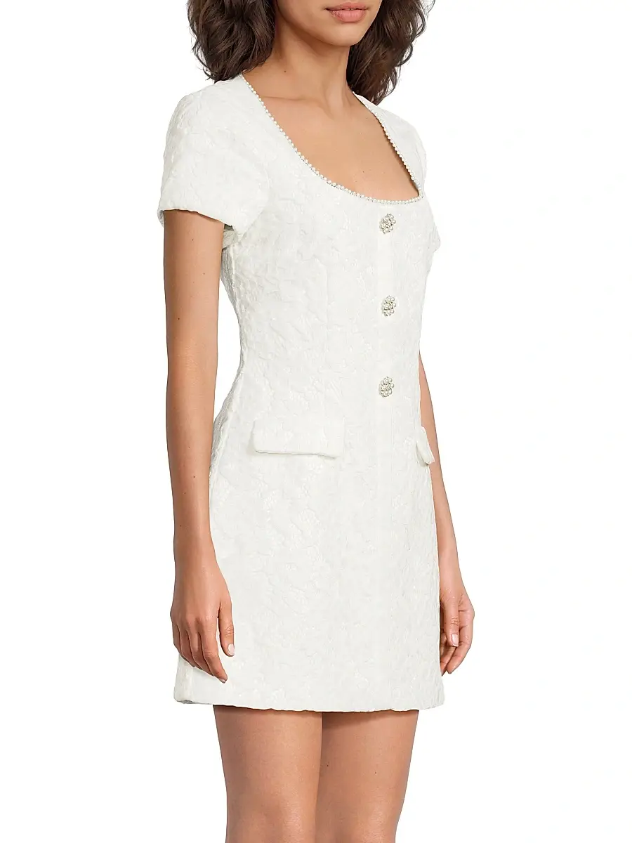 Likely Women's Drop 12 Sergio Imitation Pearl & Crystal-Embellished Jacquard Lace Minidress | Thumbnail 4 Likely Women's Drop 12 Sergio Imitation Pearl & Crystal-Embellished Jacquard Lace Minidress | Thumbnail 4