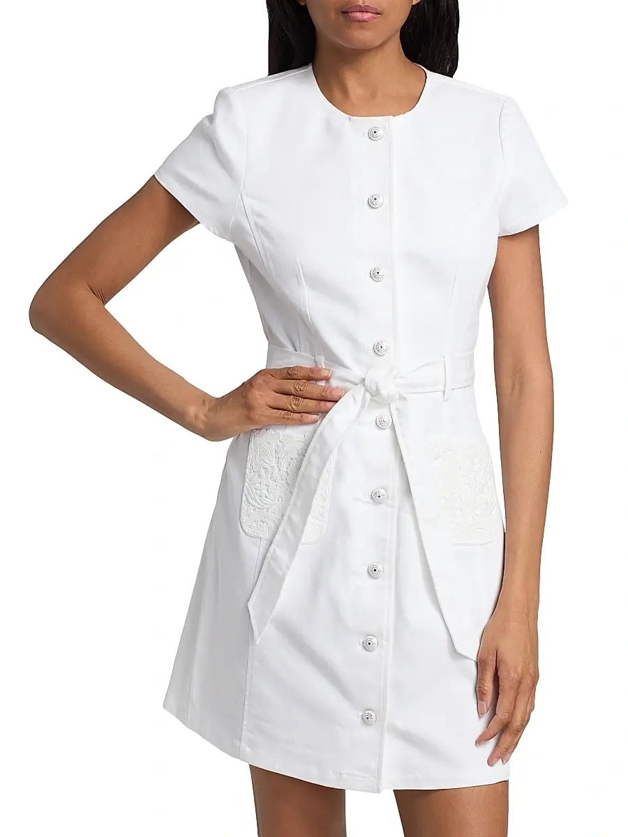 Cinq à Sept Women's Jaclyn Lace-Pocket Denim Minidress | Thumbnail 3 Cinq à Sept Women's Jaclyn Lace-Pocket Denim Minidress | Thumbnail 3