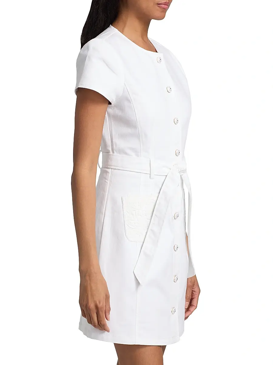 Cinq à Sept Women's Jaclyn Lace-Pocket Denim Minidress | Thumbnail 4 Cinq à Sept Women's Jaclyn Lace-Pocket Denim Minidress | Thumbnail 4