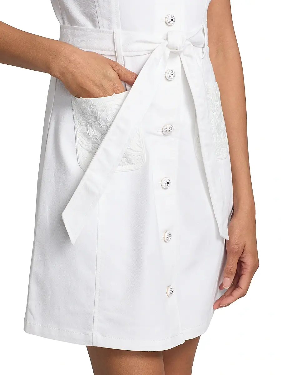 Cinq à Sept Women's Jaclyn Lace-Pocket Denim Minidress | Thumbnail 6 Cinq à Sept Women's Jaclyn Lace-Pocket Denim Minidress | Thumbnail 6