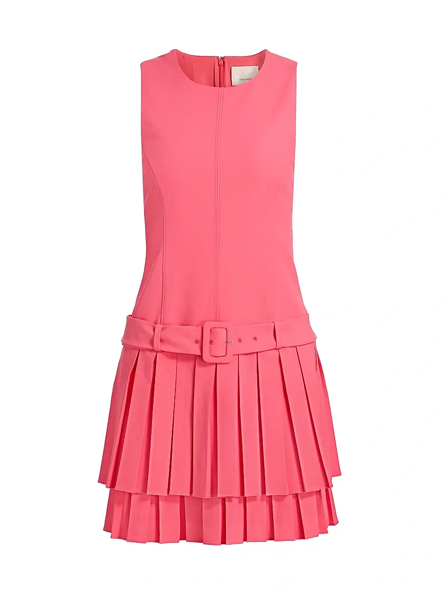 Cinq à Sept Women's Reena Drop Waist Pleated Minidress - Sunset Blush | Image 1 Cinq à Sept Women's Reena Drop Waist Pleated Minidress - Sunset Blush | Image 1