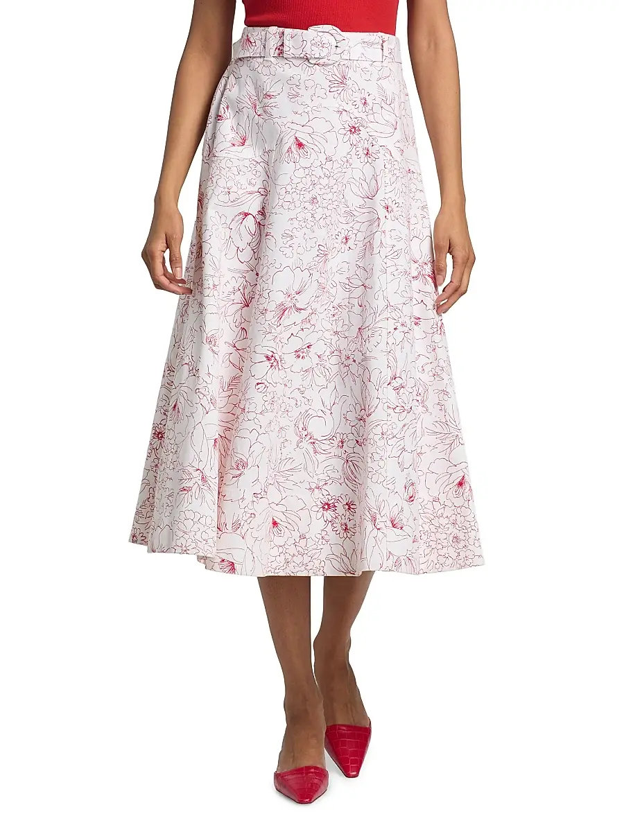 Cinq à Sept Women's Nala Garden Doodle Midi-Skirt | Thumbnail 3 Cinq à Sept Women's Nala Garden Doodle Midi-Skirt | Thumbnail 3