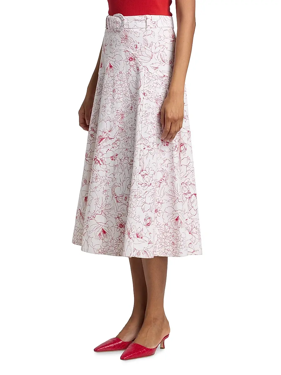 Cinq à Sept Women's Nala Garden Doodle Midi-Skirt | Thumbnail 4 Cinq à Sept Women's Nala Garden Doodle Midi-Skirt | Thumbnail 4