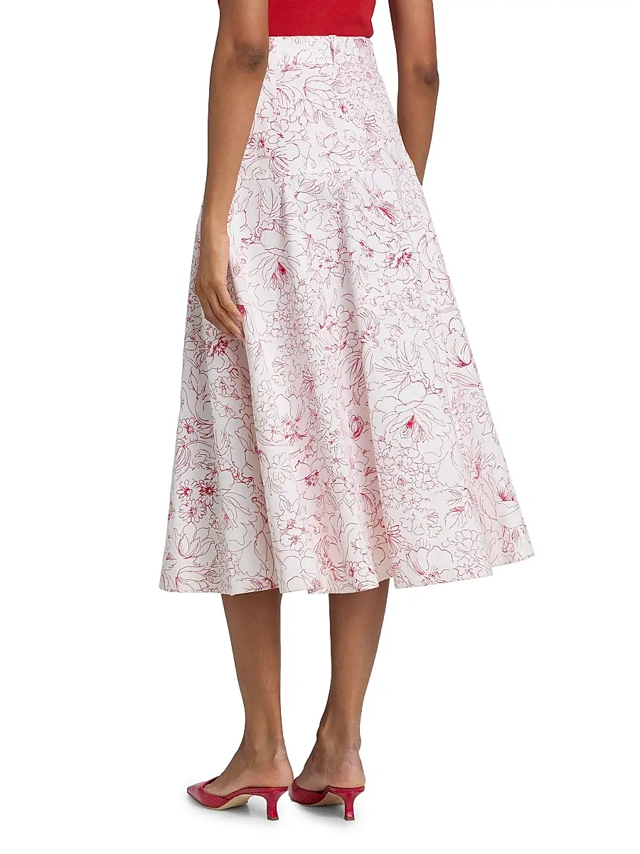 Cinq à Sept Women's Nala Garden Doodle Midi-Skirt | Thumbnail 5 Cinq à Sept Women's Nala Garden Doodle Midi-Skirt | Thumbnail 5