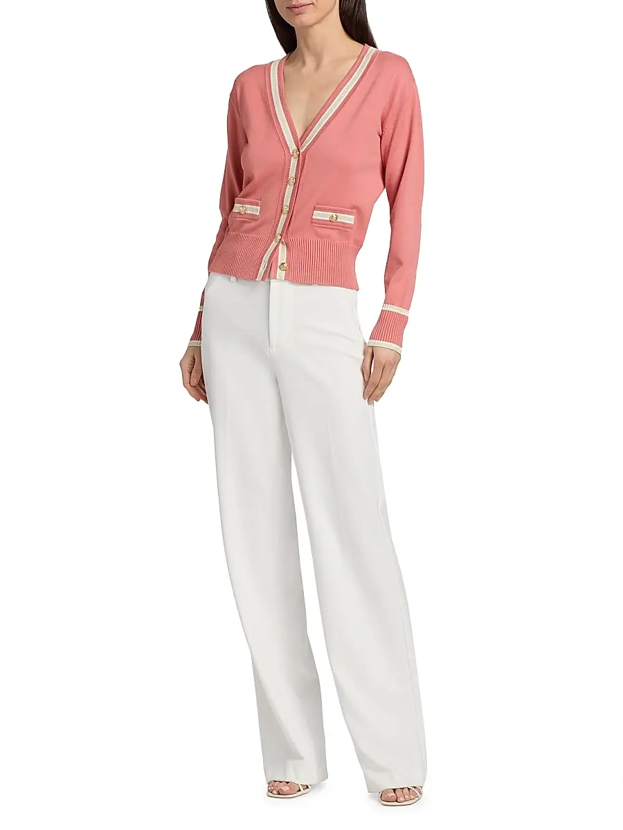 Elie Tahari Women's The Kiva Contrast Stripe Cardigan | Thumbnail 2 Elie Tahari Women's The Kiva Contrast Stripe Cardigan | Thumbnail 2
