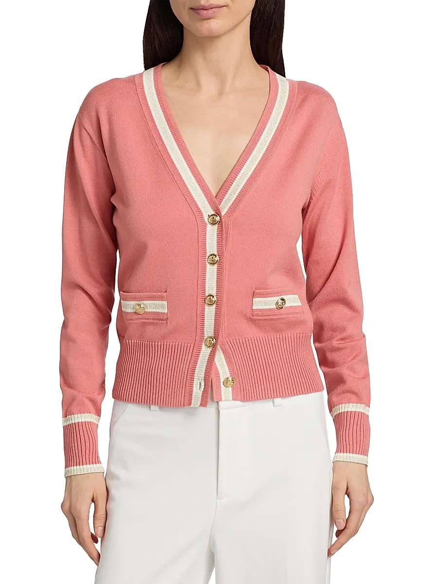 Elie Tahari Women's The Kiva Contrast Stripe Cardigan | Thumbnail 3 Elie Tahari Women's The Kiva Contrast Stripe Cardigan | Thumbnail 3