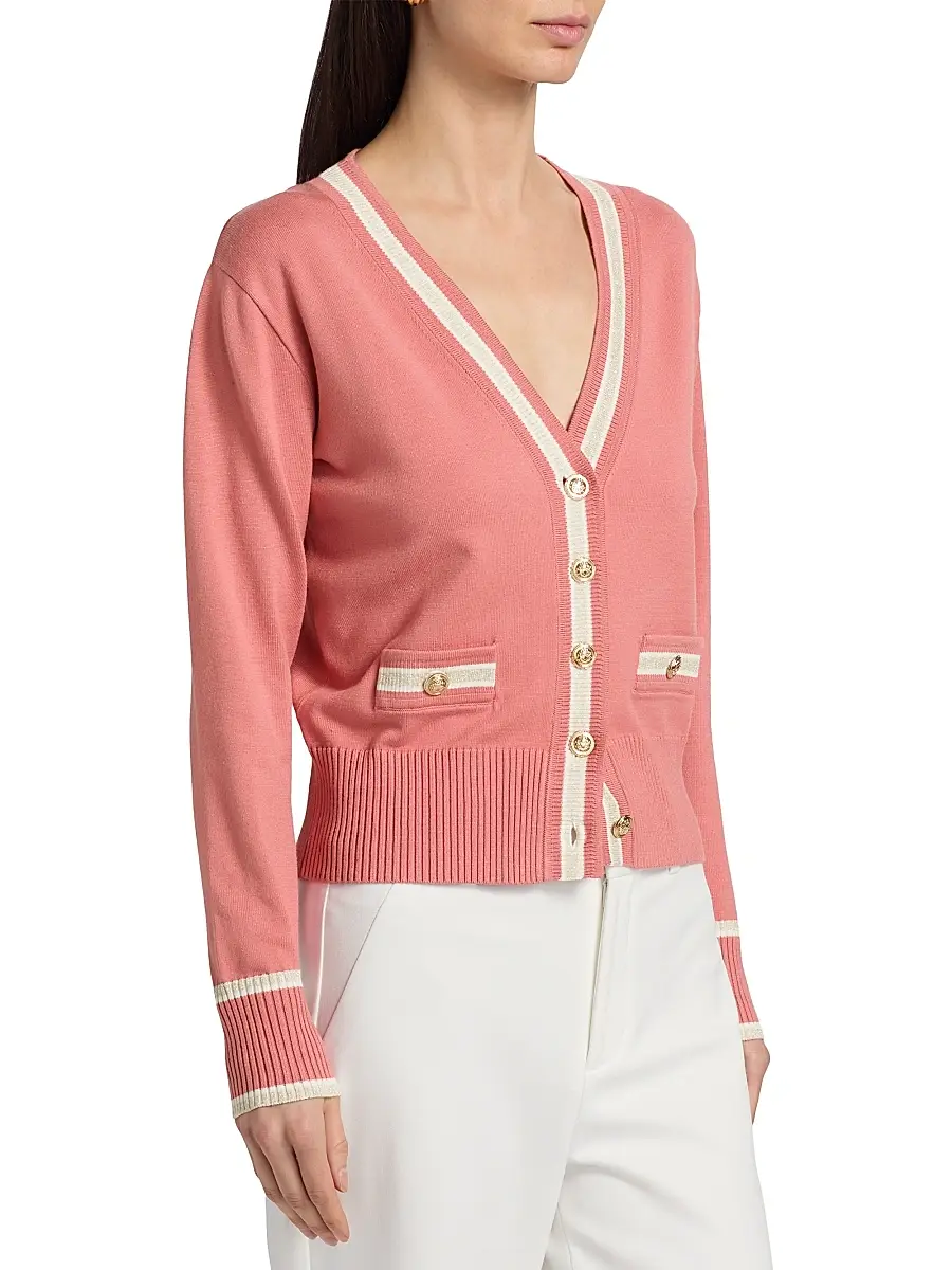 Elie Tahari Women's The Kiva Contrast Stripe Cardigan | Thumbnail 4 Elie Tahari Women's The Kiva Contrast Stripe Cardigan | Thumbnail 4