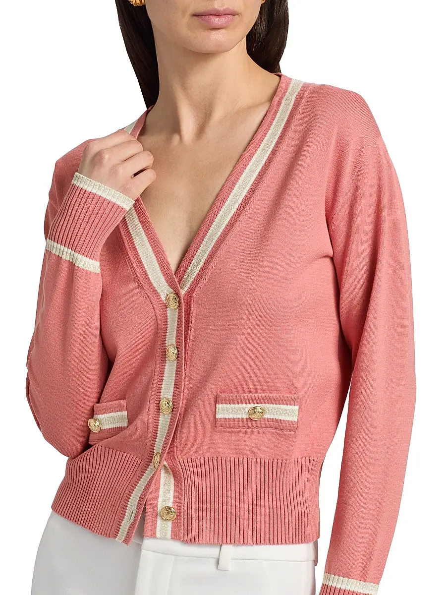 Elie Tahari Women's The Kiva Contrast Stripe Cardigan | Thumbnail 6 Elie Tahari Women's The Kiva Contrast Stripe Cardigan | Thumbnail 6