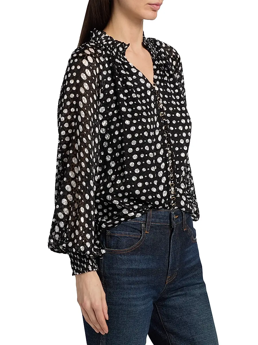 Elie Tahari Women's The Rue Dot Print Blouse | Thumbnail 4 Elie Tahari Women's The Rue Dot Print Blouse | Thumbnail 4