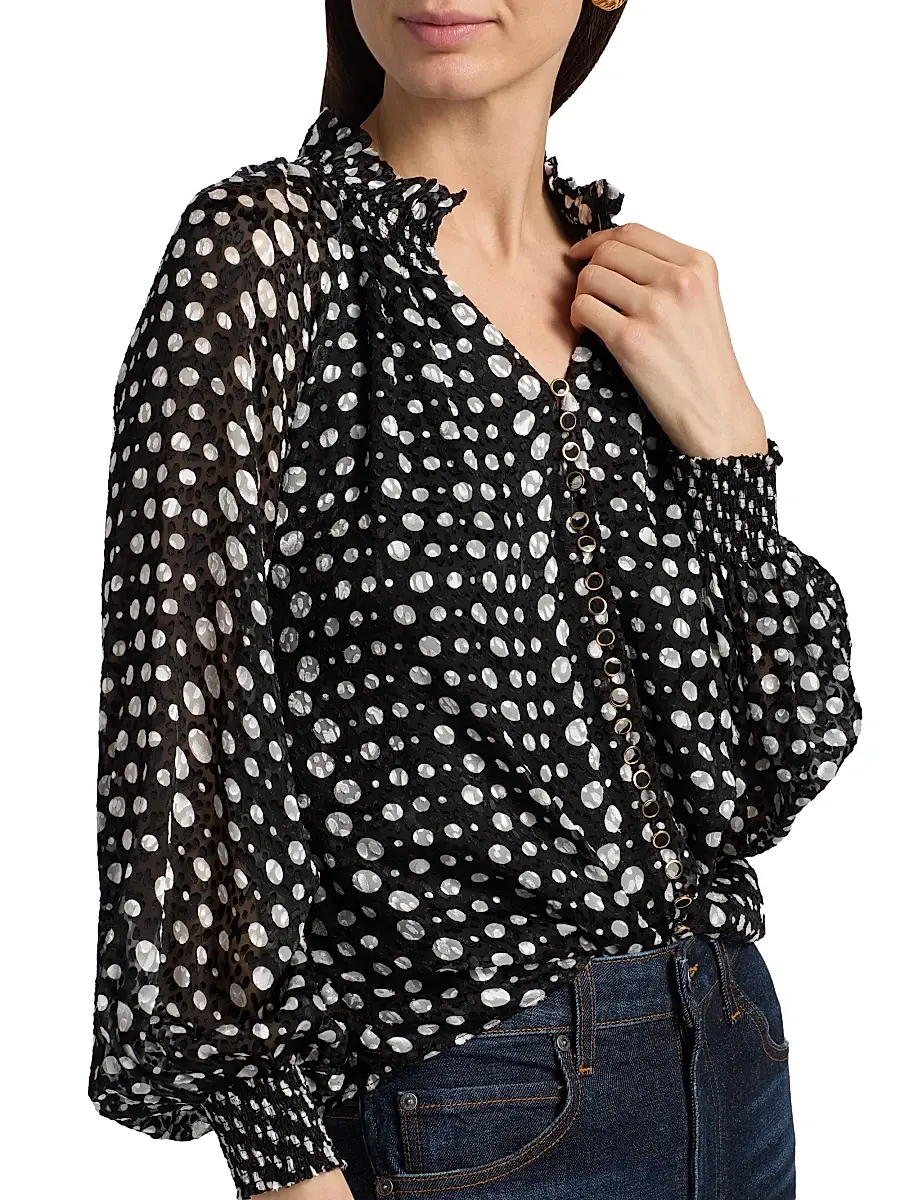 Elie Tahari Women's The Rue Dot Print Blouse | Thumbnail 6 Elie Tahari Women's The Rue Dot Print Blouse | Thumbnail 6