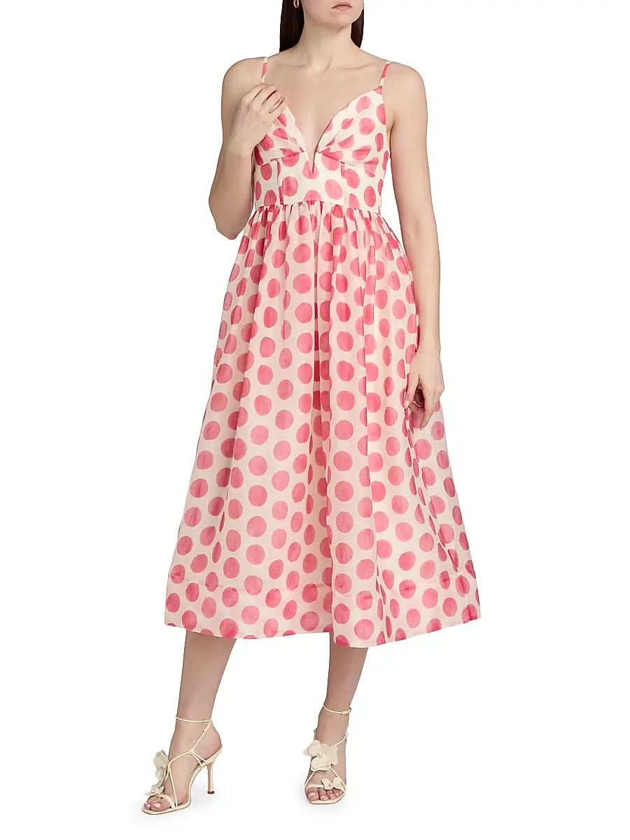 Cara Cara Women's Pero Polka Dot Organza Midi-Dress - Celeste Spot Pink | Thumbnail 3 Cara Cara Women's Pero Polka Dot Organza Midi-Dress - Celeste Spot Pink | Thumbnail 3