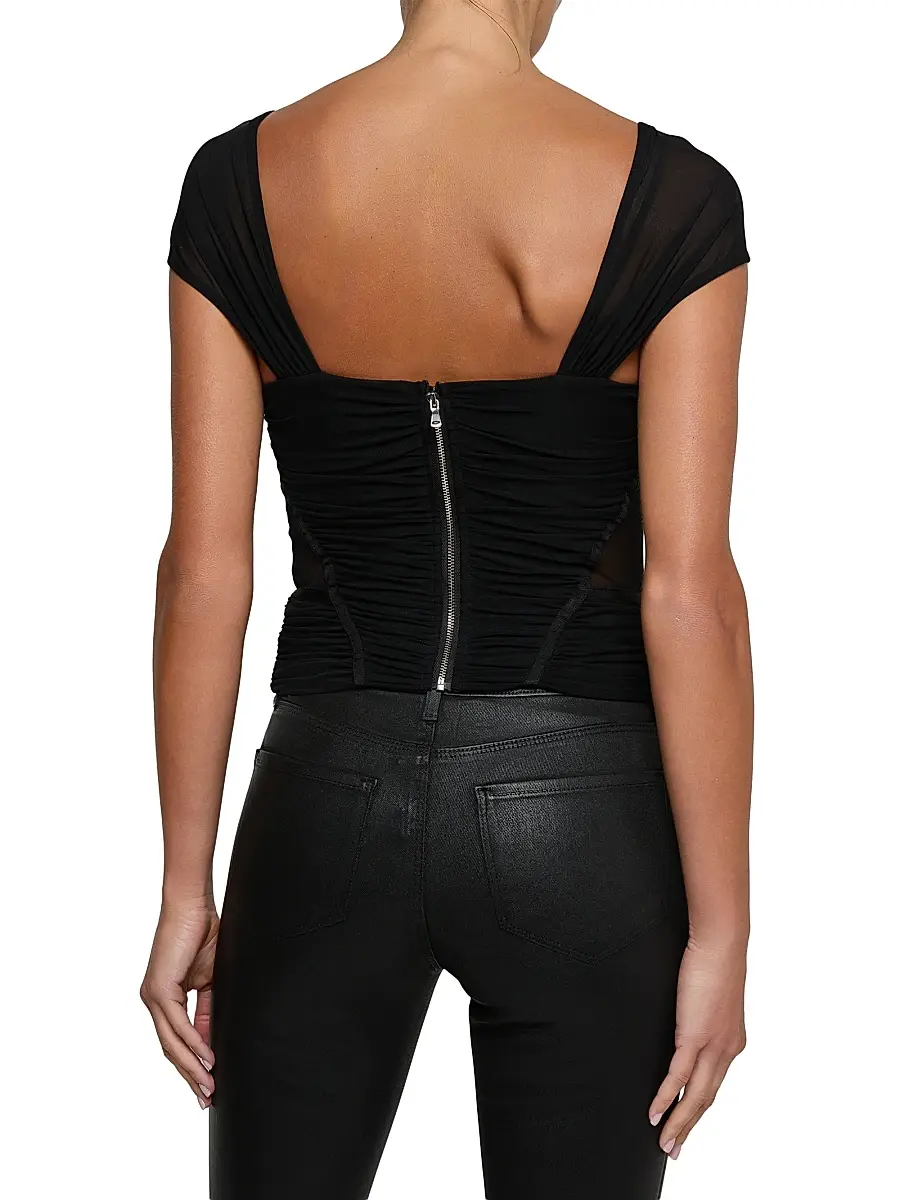 L'Agence Women's Asuka Ruched Mesh Corset Top | Thumbnail 5 L'Agence Women's Asuka Ruched Mesh Corset Top | Thumbnail 5
