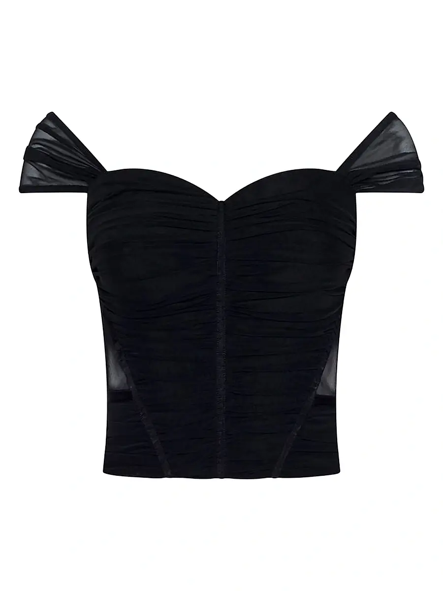 L'Agence Women's Asuka Ruched Mesh Corset Top