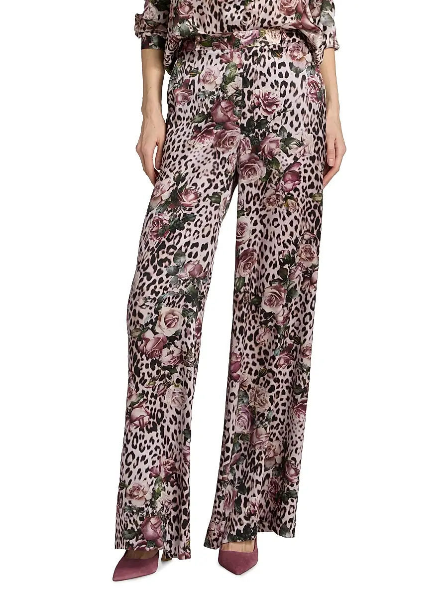 L'Agence Women's Pilar Floral Leopard Wide-Leg Pants | Thumbnail 3 L'Agence Women's Pilar Floral Leopard Wide-Leg Pants | Thumbnail 3