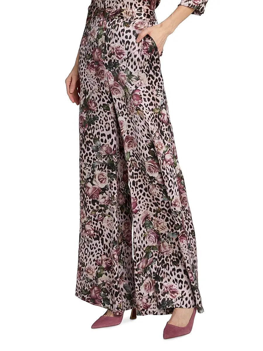 L'Agence Women's Pilar Floral Leopard Wide-Leg Pants | Thumbnail 4 L'Agence Women's Pilar Floral Leopard Wide-Leg Pants | Thumbnail 4