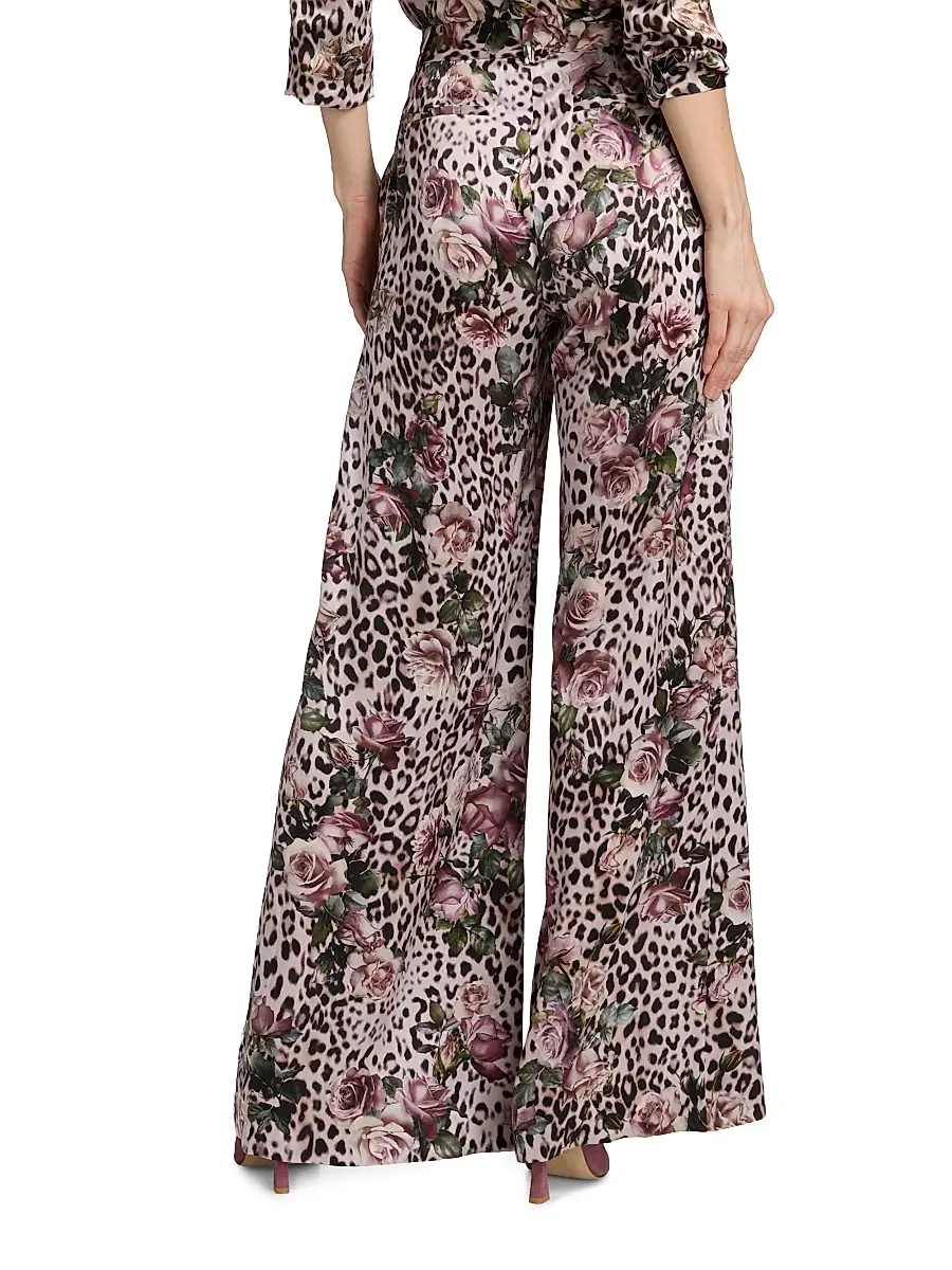 L'Agence Women's Pilar Floral Leopard Wide-Leg Pants | Thumbnail 5 L'Agence Women's Pilar Floral Leopard Wide-Leg Pants | Thumbnail 5