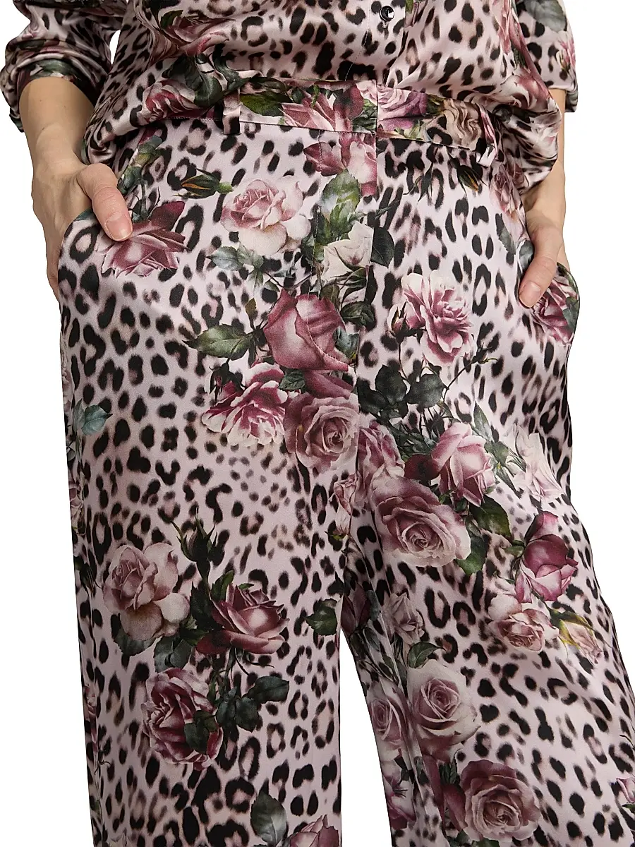 L'Agence Women's Pilar Floral Leopard Wide-Leg Pants | Thumbnail 6 L'Agence Women's Pilar Floral Leopard Wide-Leg Pants | Thumbnail 6