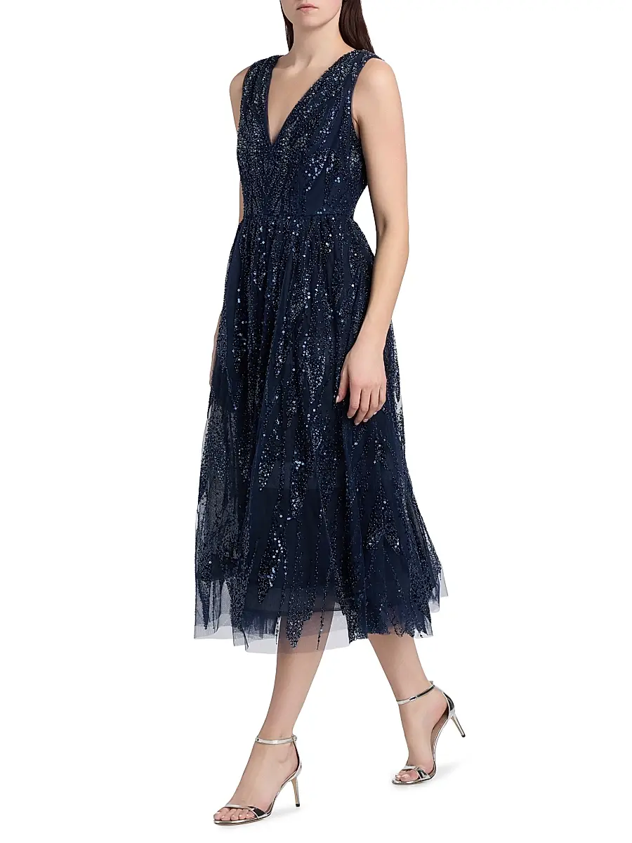 Milly Women's Tinsley Embroidered V-Neck Dress | Thumbnail 2