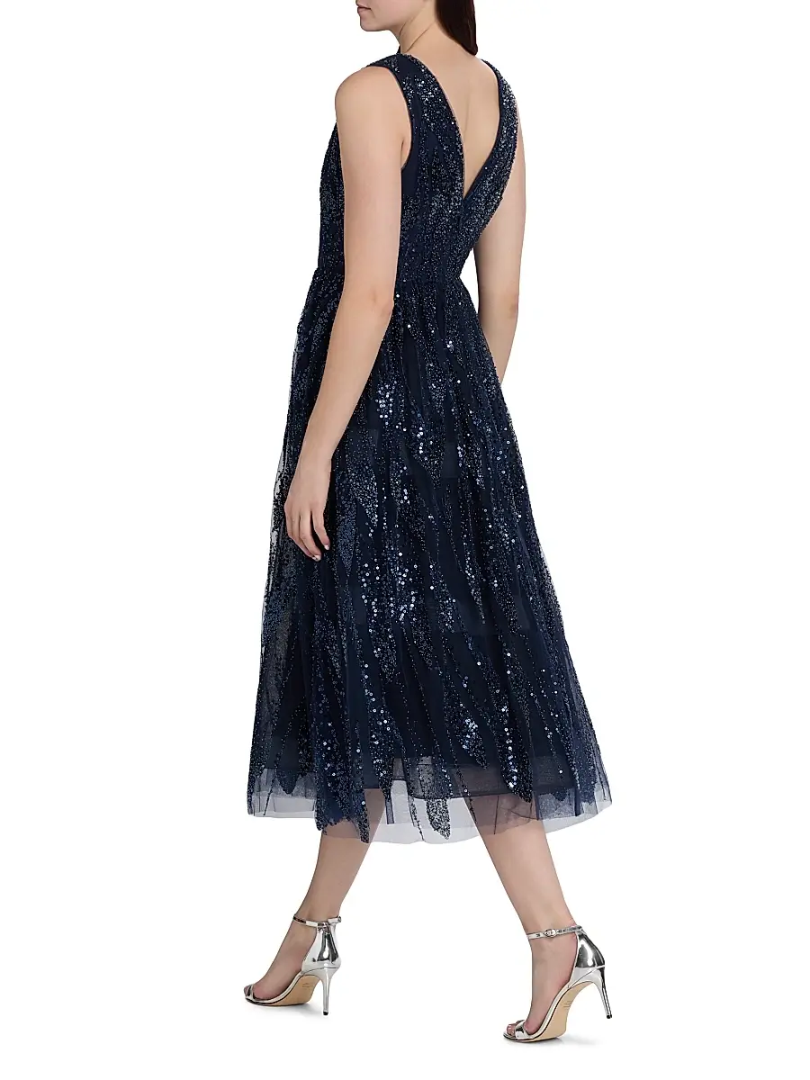 Milly Women's Tinsley Embroidered V-Neck Dress | Thumbnail 5