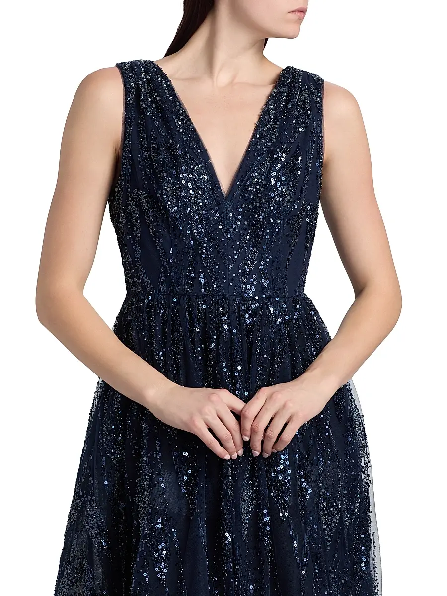 Milly Women's Tinsley Embroidered V-Neck Dress | Thumbnail 6