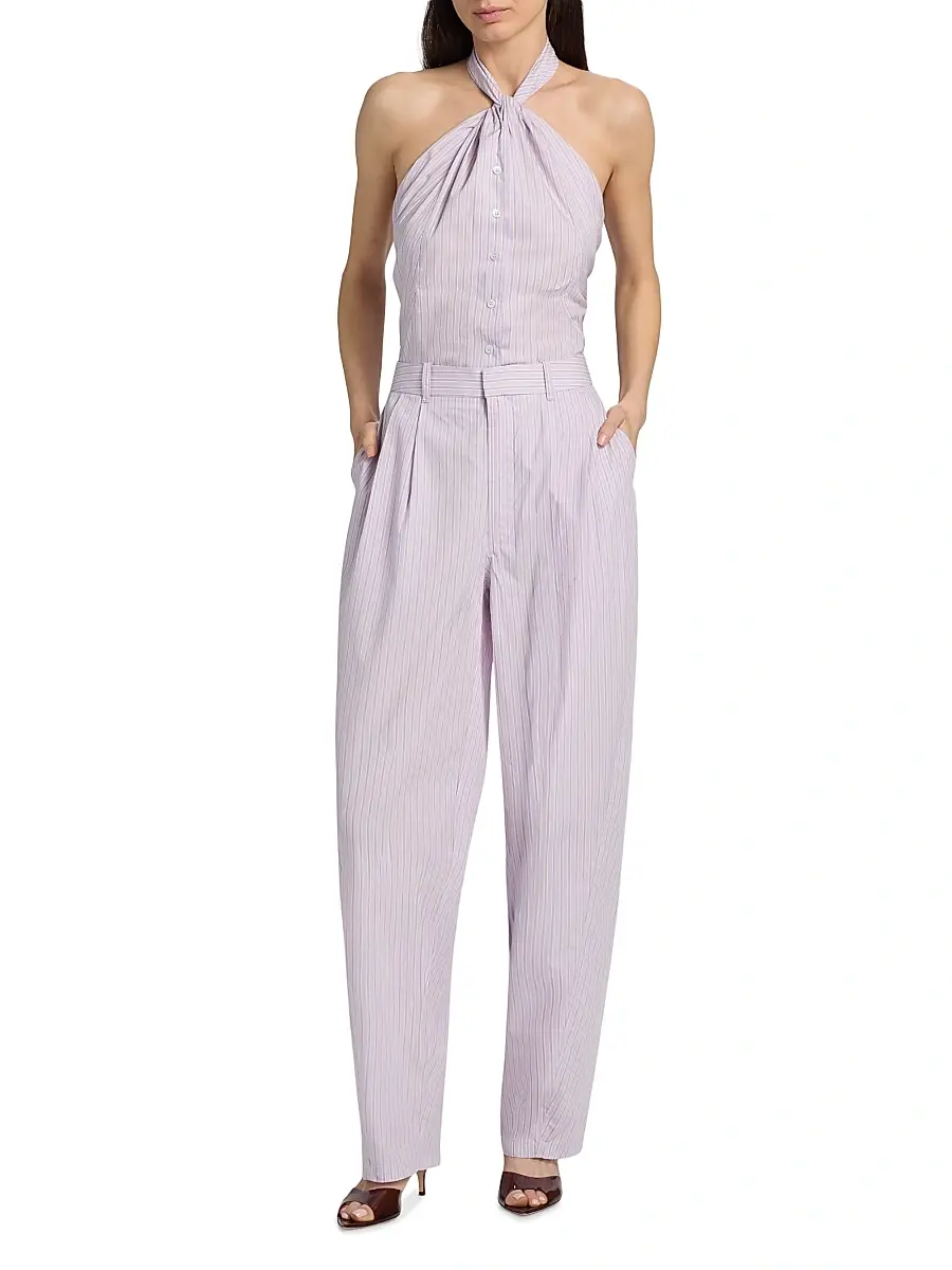 Ronny Kobo Women's Micala Pinstriped Cotton Open-Back Top | Thumbnail 2 Ronny Kobo Women's Micala Pinstriped Cotton Open-Back Top | Thumbnail 2