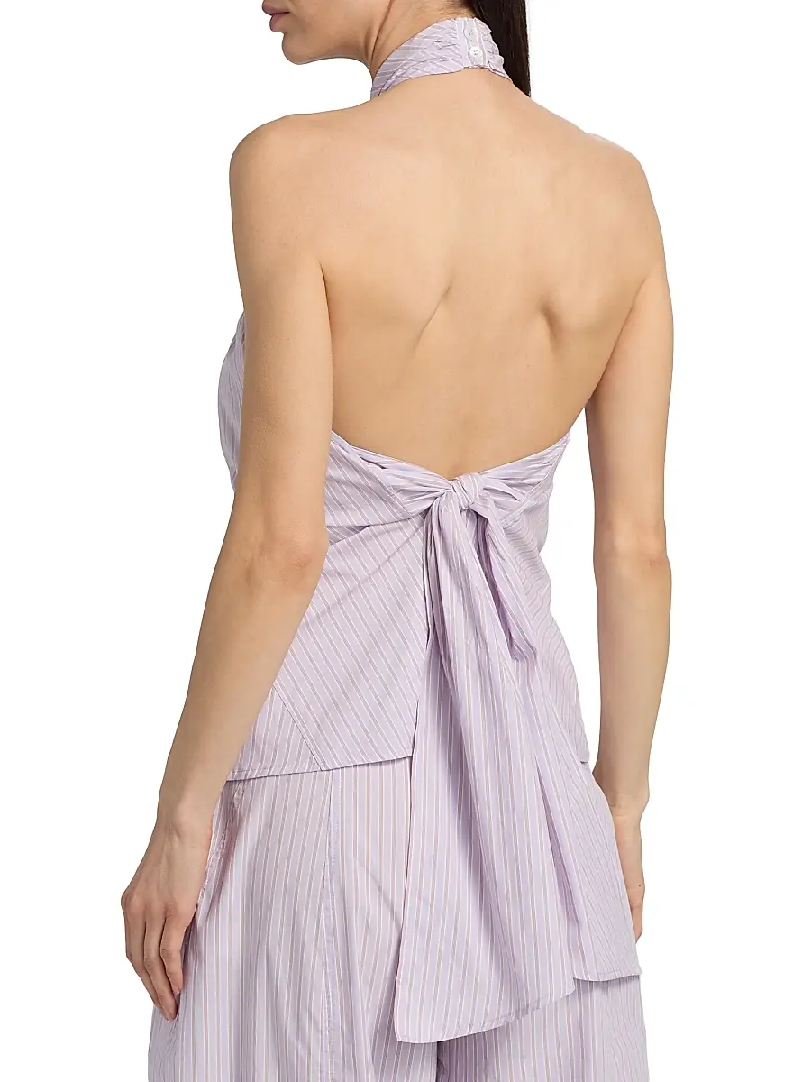Ronny Kobo Women's Micala Pinstriped Cotton Open-Back Top | Thumbnail 5 Ronny Kobo Women's Micala Pinstriped Cotton Open-Back Top | Thumbnail 5