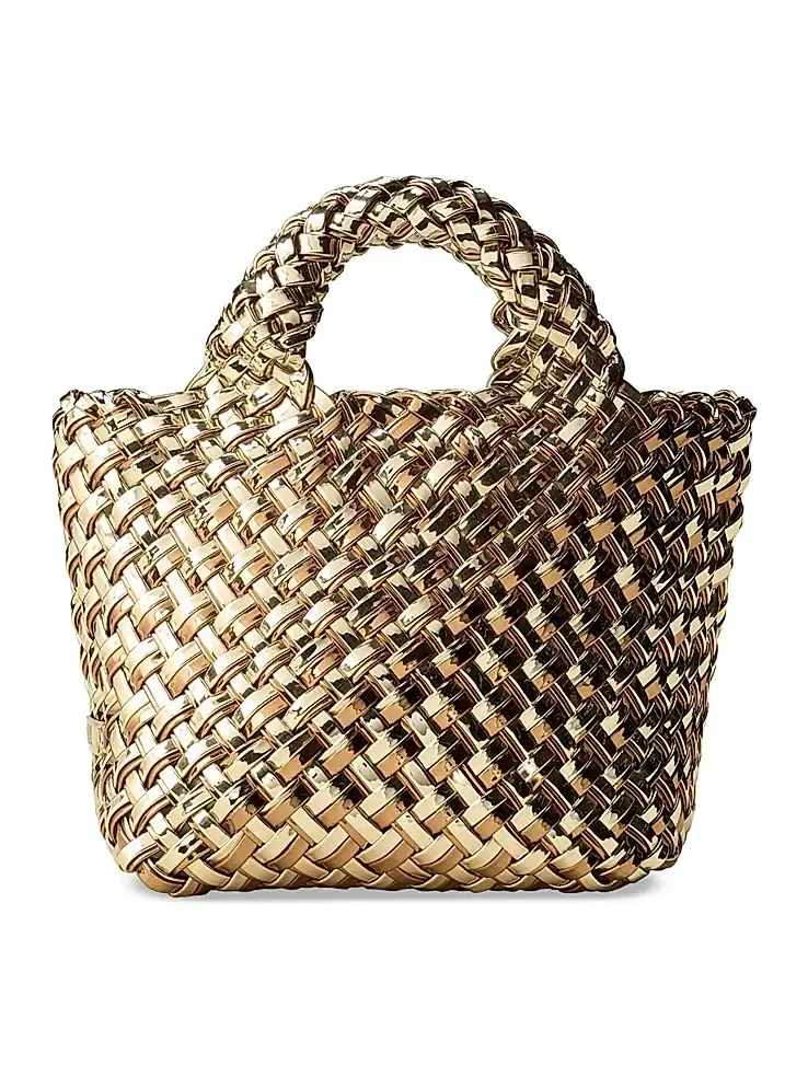 Naghedi Women's St. Barths Petit Double Weave Metallic Top Handle Bag