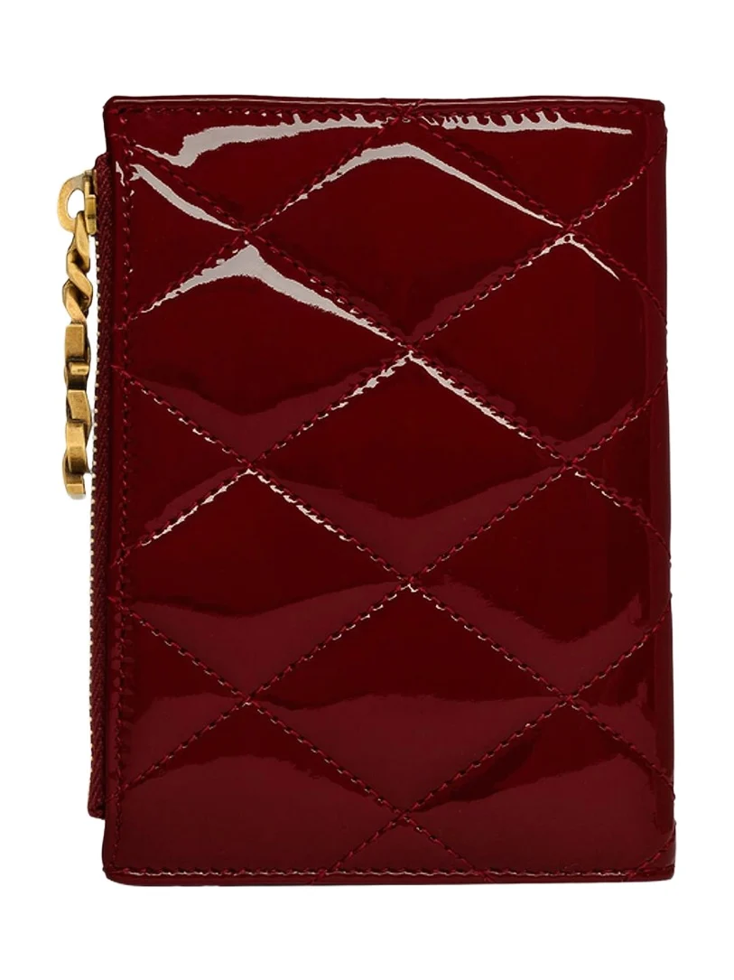 Saint Laurent Women's Cassandre Bijou Bi Fold Wallet in Patent Leather - Grenade