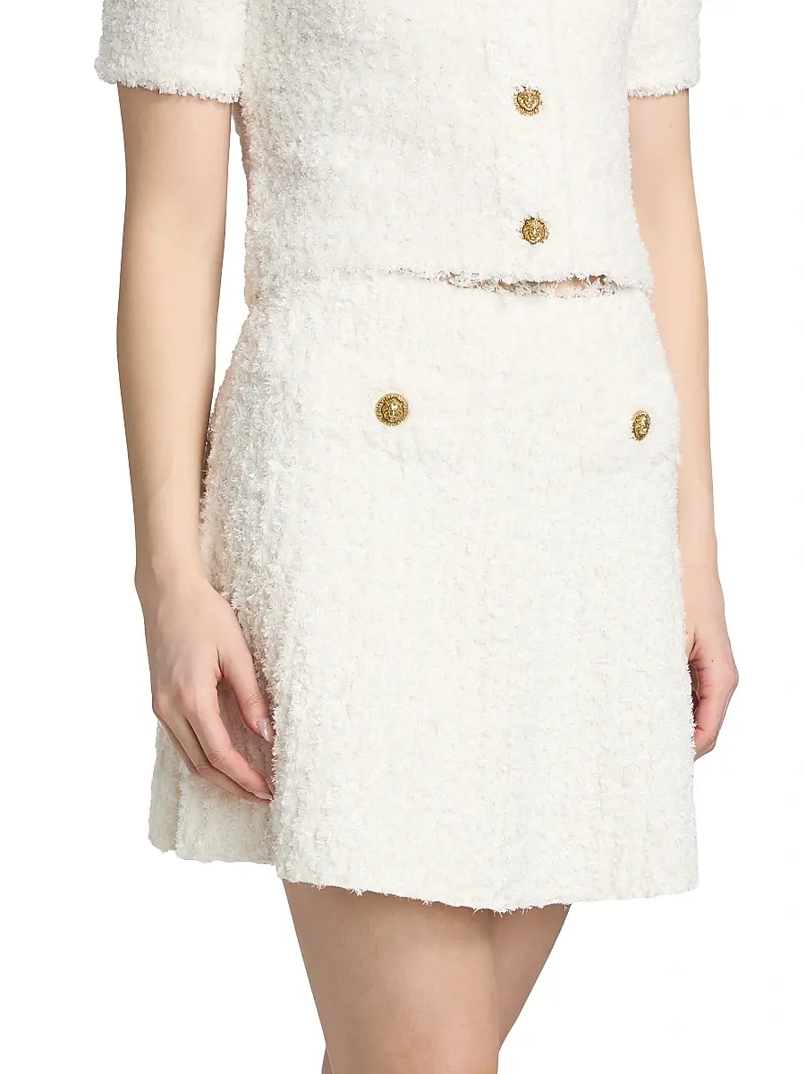 Balmain Women's Tweed Knit Miniskirt - Natural | Thumbnail 4 Balmain Women's Tweed Knit Miniskirt - Natural | Thumbnail 4