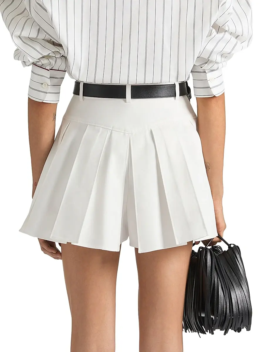 Givenchy Women's Pleated Back Shorts in Cotton - White | Thumbnail 3