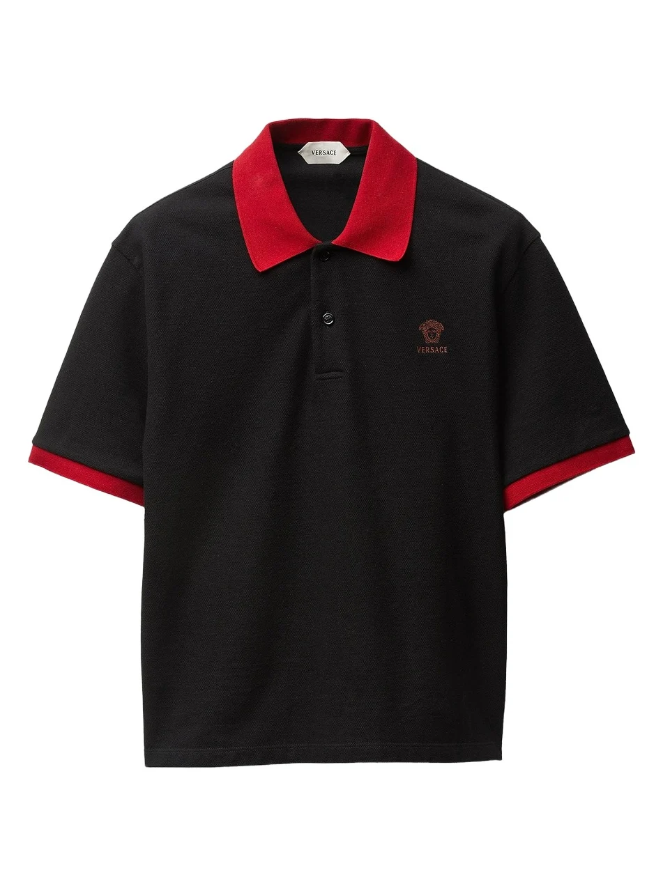Men's Medusa Embroidered Cotton Polo Shirt Men's Medusa Embroidered Cotton Polo Shirt