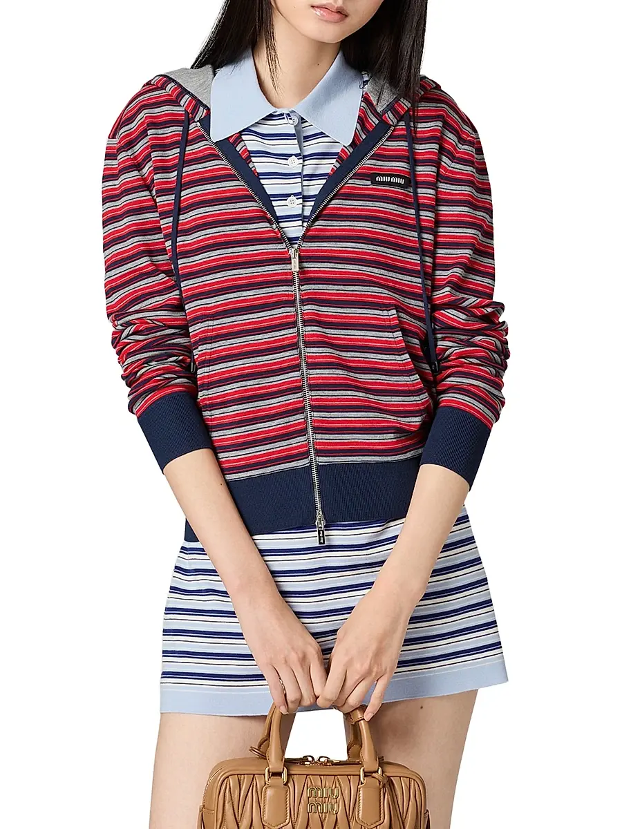 Miu Miu Women's Wool Hoodie Sweatshirt - Red | Thumbnail 2 Miu Miu Women's Wool Hoodie Sweatshirt - Red | Thumbnail 2
