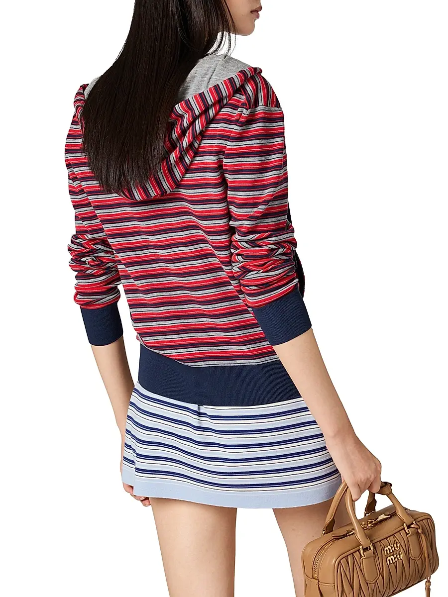 Miu Miu Women's Wool Hoodie Sweatshirt - Red | Thumbnail 3 Miu Miu Women's Wool Hoodie Sweatshirt - Red | Thumbnail 3