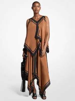 Michael Kors Collection Silk Crepe De Chine Scarf Top in Brown - One Size by Michael Kors Collection | Thumbnail 2 Michael Kors Collection Silk Crepe De Chine Scarf Top in Brown - One Size by Michael Kors Collection | Thumbnail 2