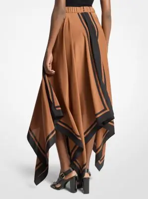 Michael Kors Collection Silk Crepe De Chine Scarf Skirt in Brown | Thumbnail 3 Michael Kors Collection Silk Crepe De Chine Scarf Skirt in Brown | Thumbnail 3