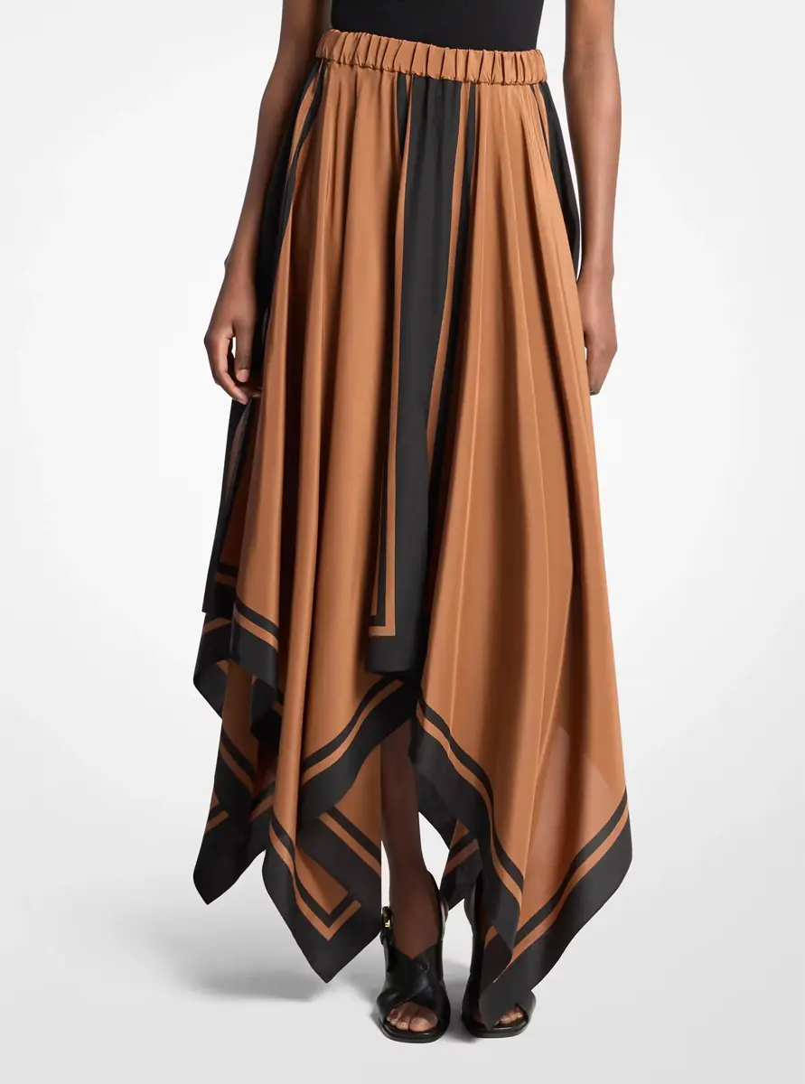 Michael Kors Collection Silk Crepe De Chine Scarf Skirt in Brown | Thumbnail 4 Michael Kors Collection Silk Crepe De Chine Scarf Skirt in Brown | Thumbnail 4