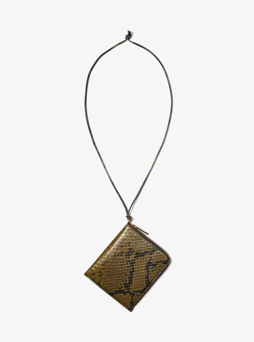 Michael Kors Collection Aurelia Snake Embossed Leather Bag in Green - One Size by Michael Kors Collection | Thumbnail 5