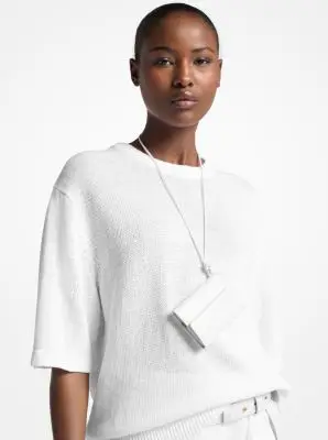 Michael Kors Collection Leather Card Holder Necklace in White - One Size by Michael Kors Collection | Thumbnail 12