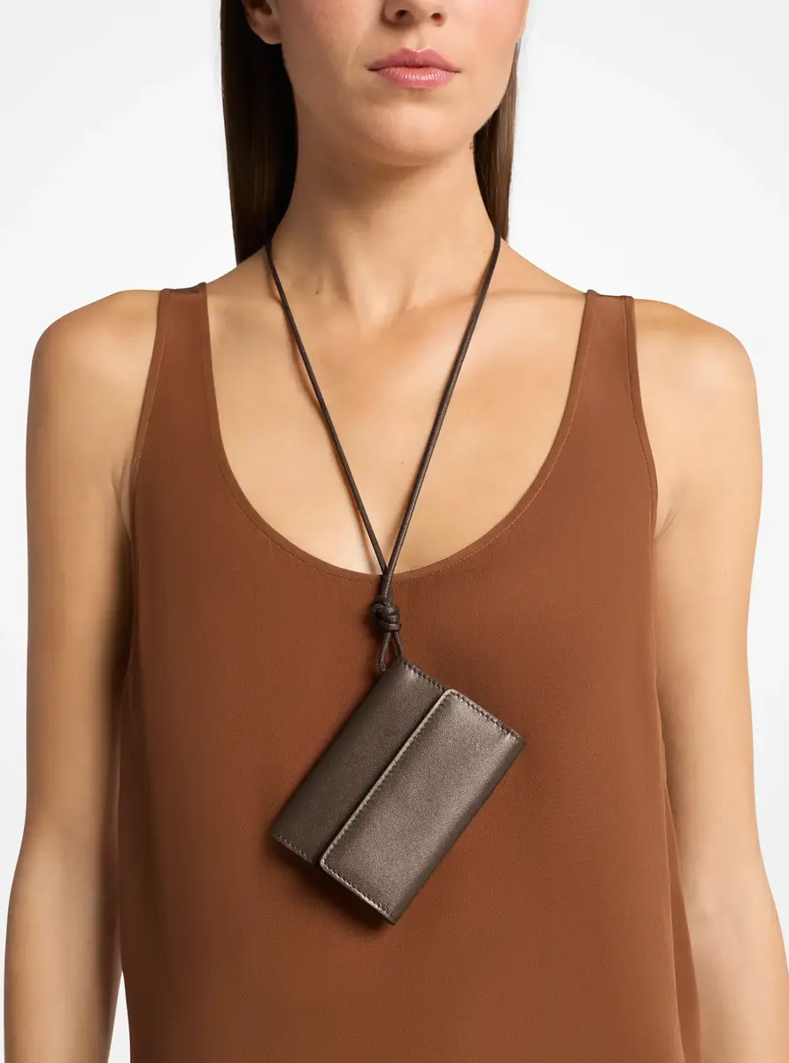 Michael Kors Collection Leather Card Holder Necklace in White - One Size by Michael Kors Collection | Thumbnail 16