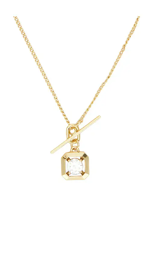 By Adina Eden Square Solitaire Stone Toggle Charm Necklace | Thumbnail 2
