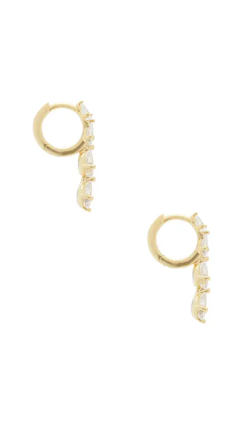 By Adina Eden Teardrop Cz Cascade Huggie Earrings | Thumbnail 2 By Adina Eden Teardrop Cz Cascade Huggie Earrings | Thumbnail 2