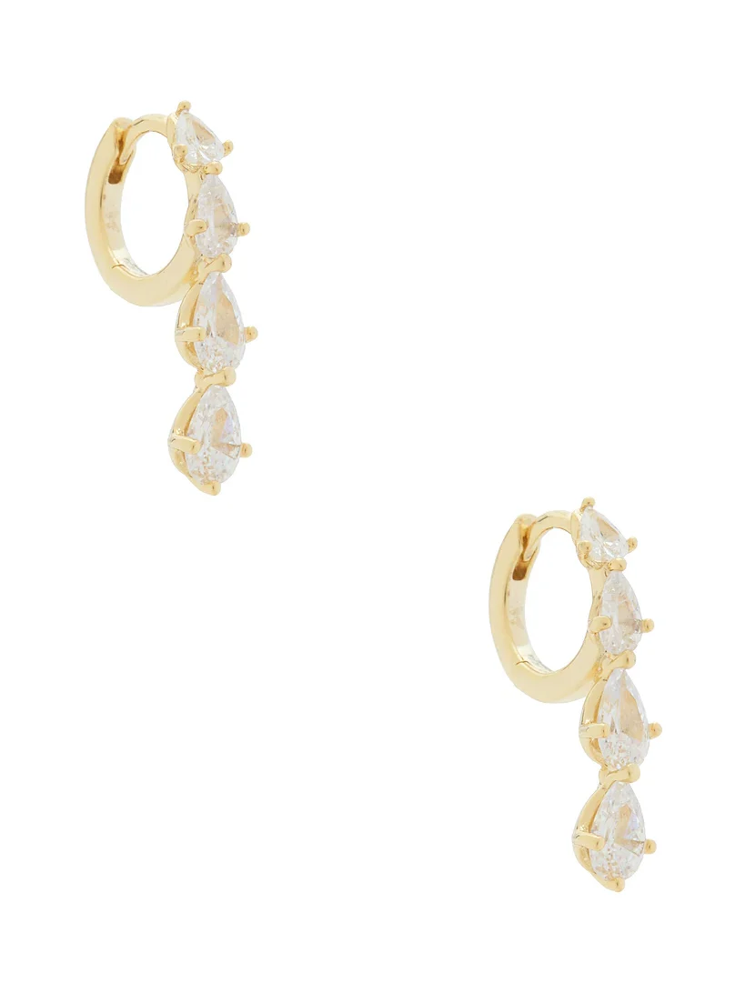 Teardrop Cz Cascade Huggie Earrings Teardrop Cz Cascade Huggie Earrings
